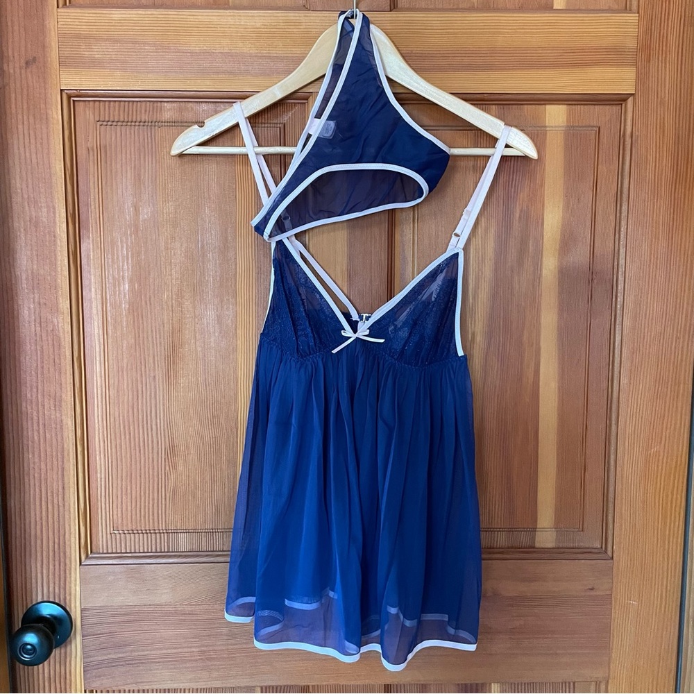 Navy and light pink teddy set
